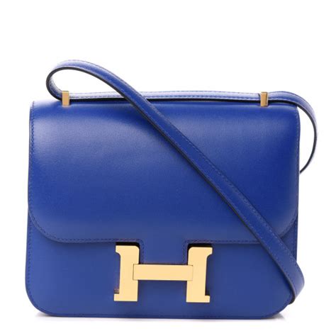 HERMES Tadelakt Constance 18 Bleu Electrique 